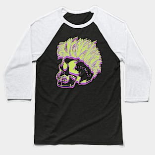 Neon Biker Skull Baseball T-Shirt